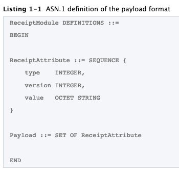 Figure 6. ASN-1 definition of the payload format.